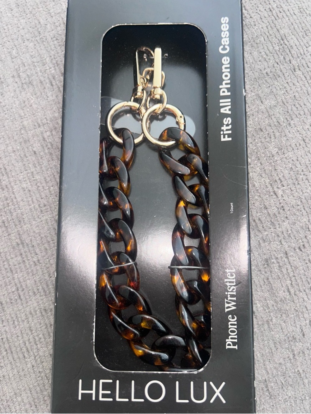 HELLO LUX Tortoiseshell Phone Wristlet with Gold Hardware